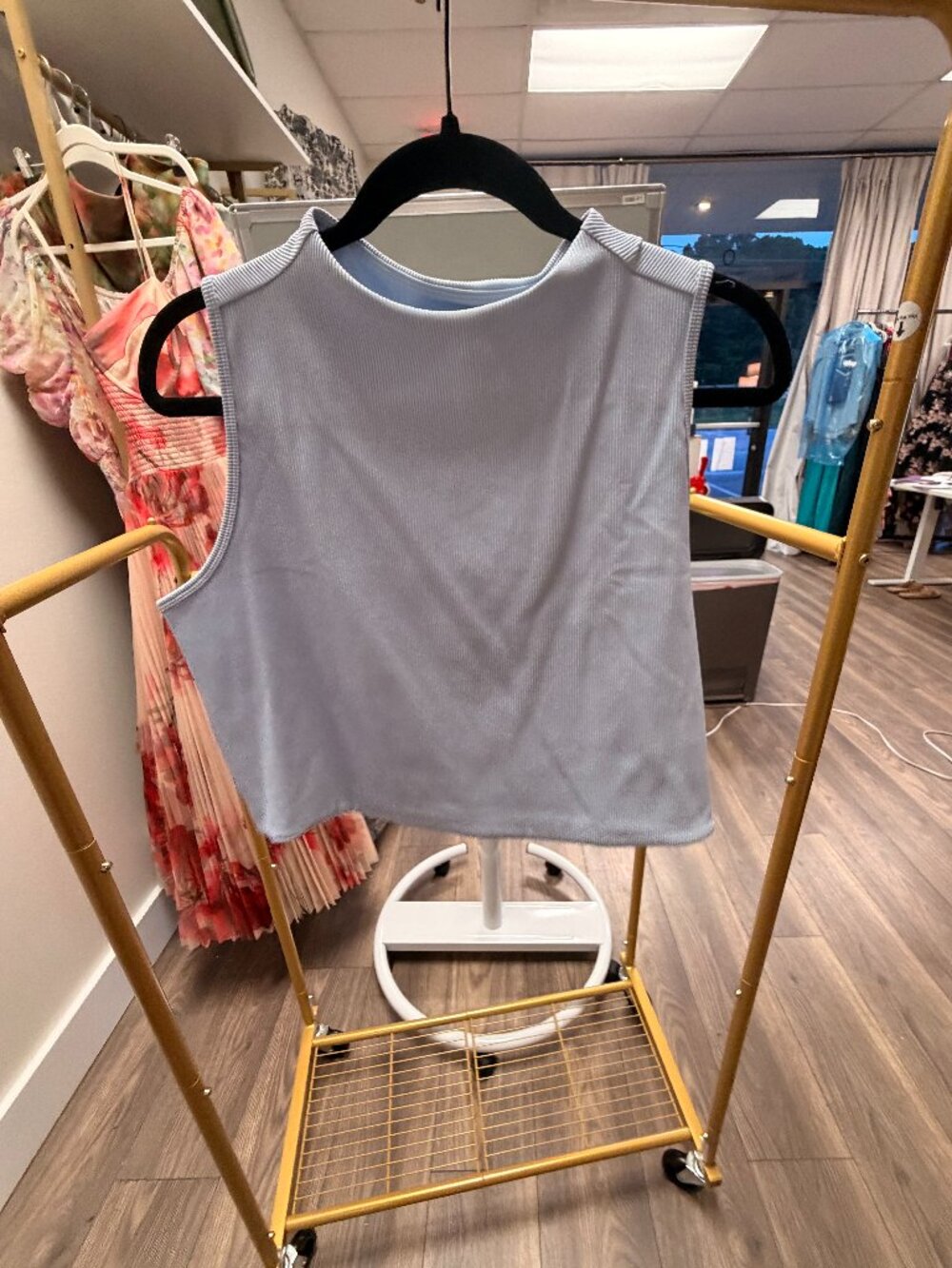 Spanx Contour Rib Mock Neck Crop Top